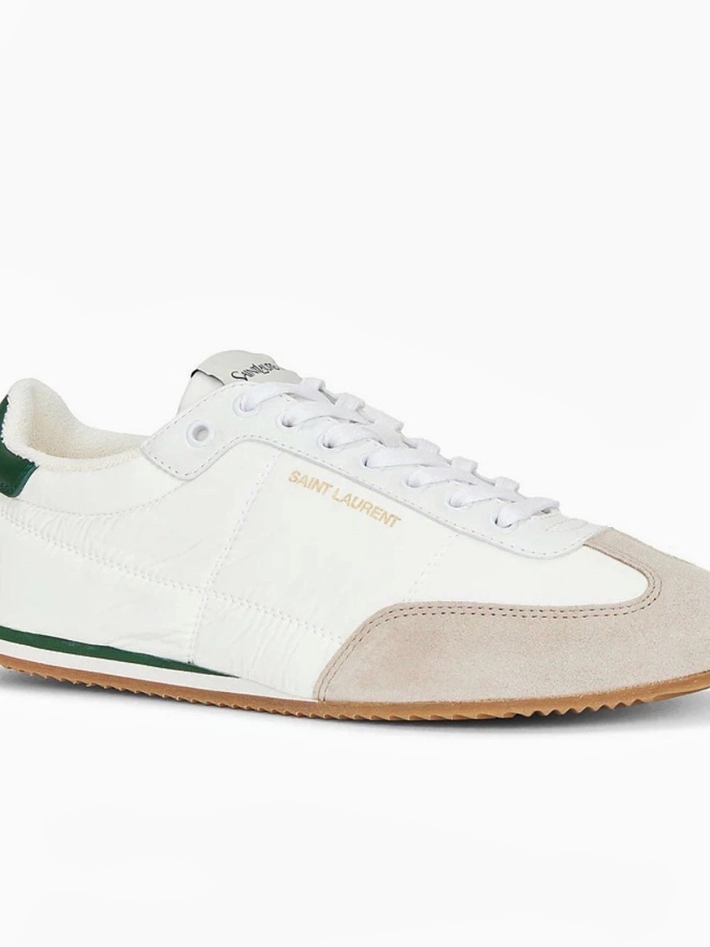 Saint Laurent Aston Leather and Suede Sneakers White & Green New in Box $935